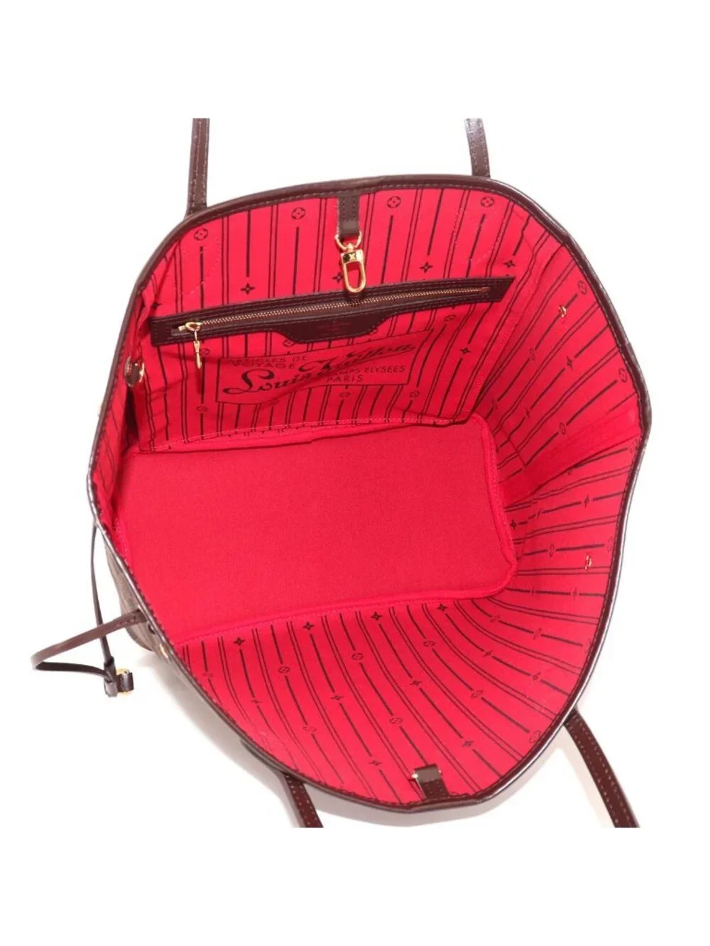 Louis Vuitton Damier Neverfull MM Tote Ebene Cerise Brown